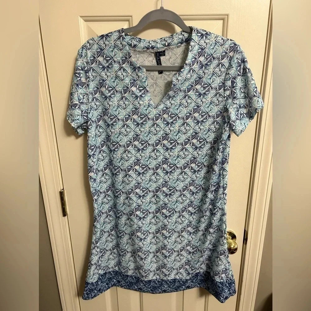 Aqua Et Sol Women’s Blue White Sun Protection UPF50+ Swim Cover‎ Up Medium